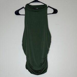 Fashion Nova Dark Green Sleeveless Blouse